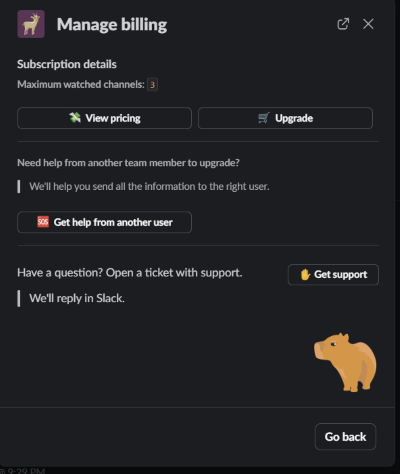 Subscription management modal